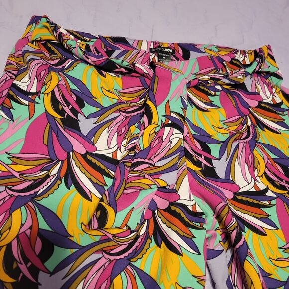 Fashion Nova MultiColor Tropical Wide Leg Flare Retro Style Women Casual Pant XL - Picture 5 of 9